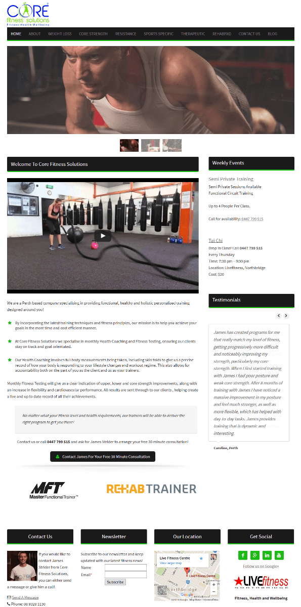 Core Fitness Solutions Website
